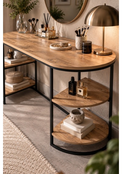 Sulorahome Dolunay Çalışma Ve Makyaj Masası Kahverengi 140 Cm