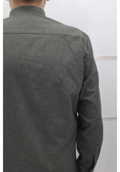 Cliente Dmctekstil Erkek Düz Klasik Kesim Rahat Kalıp Tek Cepli Kışlık Kaşmir Gömlek Haki