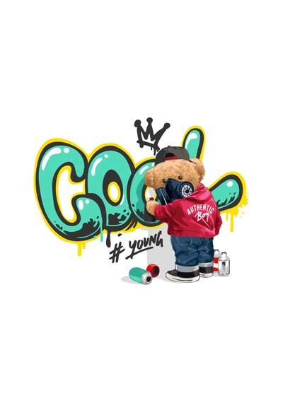 Paybuy Cool Young Graffiti Sanatı Baskılı Çocuk Tişört Siyah