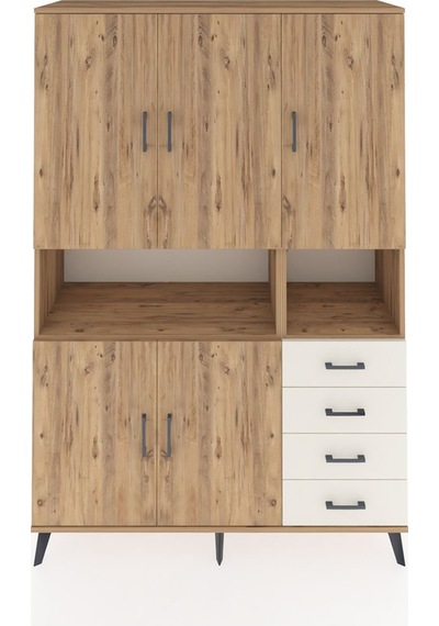 Hyperion Dolap 7 Raflı 4 Çekmeceli 5 Kapaklı 132x44x195 Çam-ç... Çam