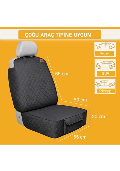 Tr Evcil Hayvan Oto Ön Koltuk Kılıfı - Araç Köpek Koltuk Koruma Örtüsü, Oto Koruyucu Kılıf, Siyah