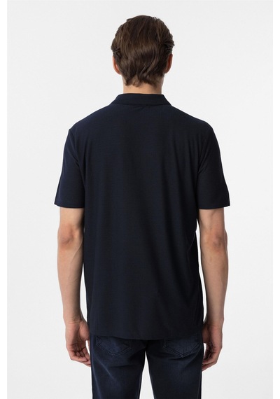 Süvari Lacivert Regular Armürlü Polo Yaka Tişört-37272 Lacivert