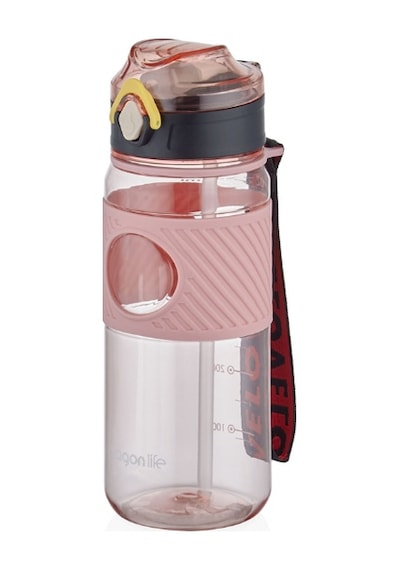 Pipetli Askılı 600 Ml Suluk Vgn Plastic Bottle Matara Pembe