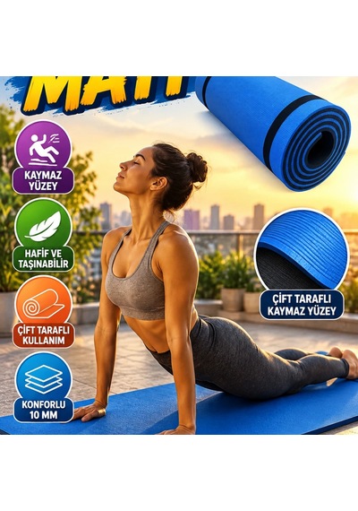 10 Mm Fitness Ve Kamp Matı Çift Taraflı Kaymaz Yüzey, Hafif Ve Taşınabilir Çok Renkli