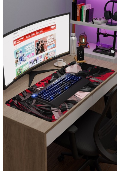 Dororo Anime V4 - 90x40 Xxl Gaming Kauçuk Kaymaz Taban Mouse Pad Fare Altlığı