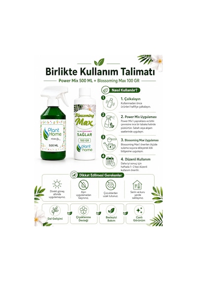 Sıvı Bitki Besini Seti ByKurt Doğal İçerikli Power Mix ve Blooming Max Çiçeklenme Kök Gelişimi Destekleyici Bitki Vitamini -