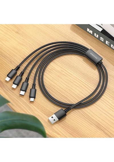 4in1 Usb Kablo Lightning + Micro + Type-c 4'ü 1 Arada Lightning/micro-usb/usb-c İçin Şarj Kablosu 1metre 2a Akım Bx72 2x Lightning+type-c+micro Uçlu Kablo