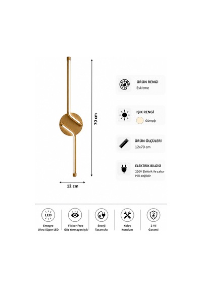 Rosa Modern Led Duvar Apliği Günışığı Eskitme