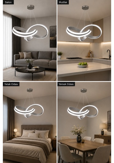Arona Led Sarkıt Avize Beyaz Işık Gri