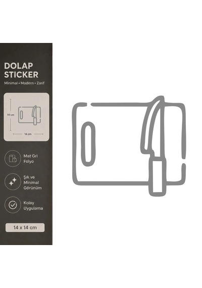 Kesme Tahatası Mat Gri Dekoratif Folyo Sticker 14x14 Cm