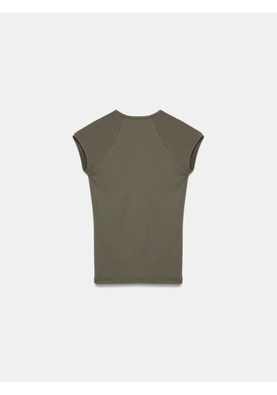 Dilvin 32894 V Yaka Fit T-shirt-haki