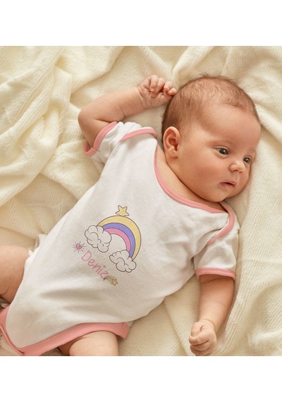 Bk Gift Bk Kids Kişiye Özel Pembe Bebek Body Zıbın - Model 159 3-6 Ay