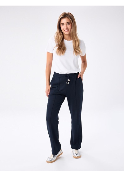 Faik Sönmez Relax Önü Dikiş Detaylı Wide Leg Fit Örme Pantolon W27pnt034 Uw27pnt03420 Lacivert