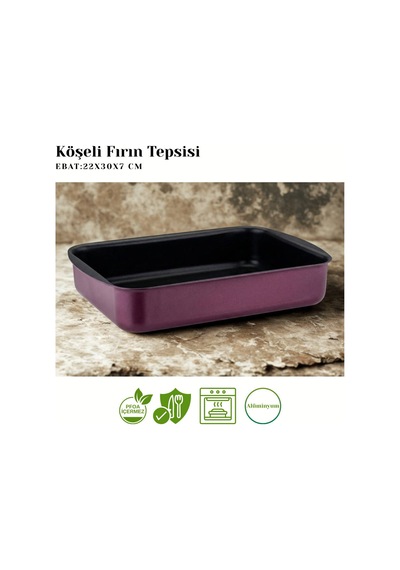 22x30 Cm Granit Köşeli Tepsi - Mürdüm Mürdüm