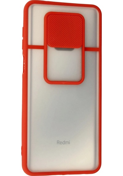 Gld-spt- Newface Xiaomi Redmi Note 9 Pro Kılıf Palm Buzlu Kamera Sürgülü Silikon - Kırmızı