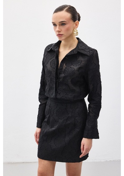 Sateen Belica Gömlek - Siyah-137146 Siyah