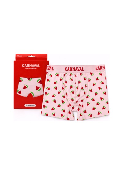 Carnaval Socks Karpuz Desenli Erkek Boxer Pamuklu Likralı Parlak Lastikli Kutulu Açık Pembe Çoklu