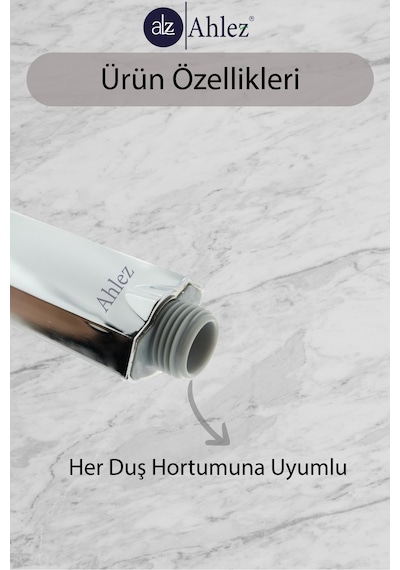Ahlez Arya Duş Başlığı + Vakumlu Mafsal + Duş Hortumu Duş Takımı Krom