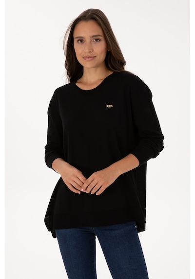 U.S. Polo Assn. Kadın Siyah Bisiklet Yaka Basic Kazak 50307735-VR046