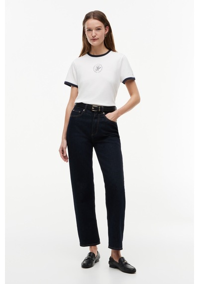 Tommy Hilfiger Th Roundal Reg C-nk Ss Tee Kadın Beyaz T-shirt - Ww0ww50032
