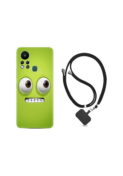 Infinix Hot 11S Kılıf İpli Boyun Askılı Desenli Silikon Green 1832
