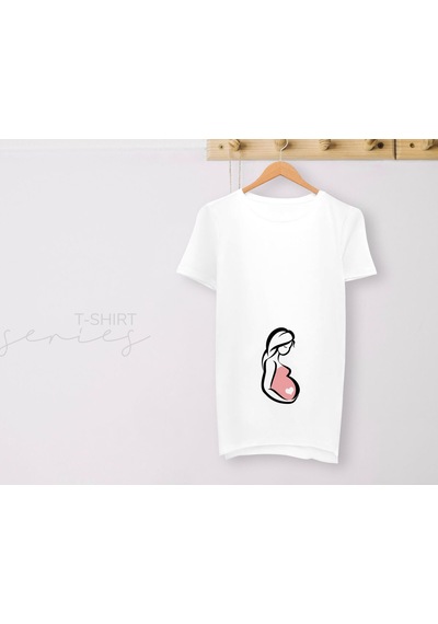 Bk Gift Espri Tasarımlı Beyaz Hamile Tişörtü, Hamileye Hediye, Yeni Anne Hediyesi, Arkadaşa Hediye-16 001