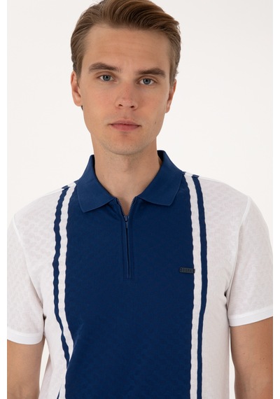 U.S. Polo Assn. Erkek Regular Fit Beyaz Polo Yaka Fermuarlı Tişört 50300814-VR013