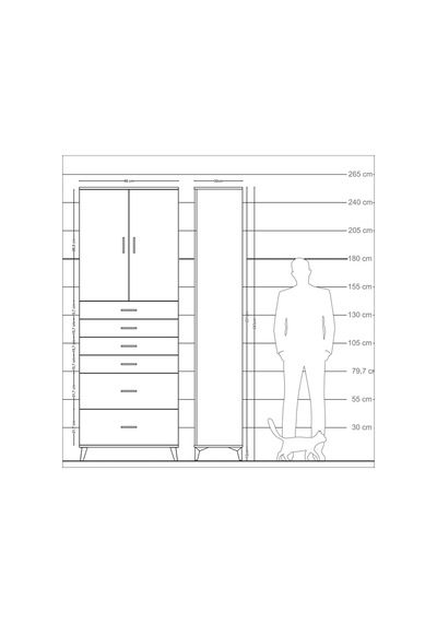Arges Dolap 3 Raflı 6 Çekmeceli 2 Kapaklı 88x30x243 Aytaşı-antrasit Aytası