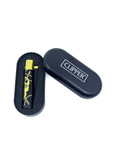 Clipper Deadly Chains Serisi Metal Çakmak - Gold Siyah