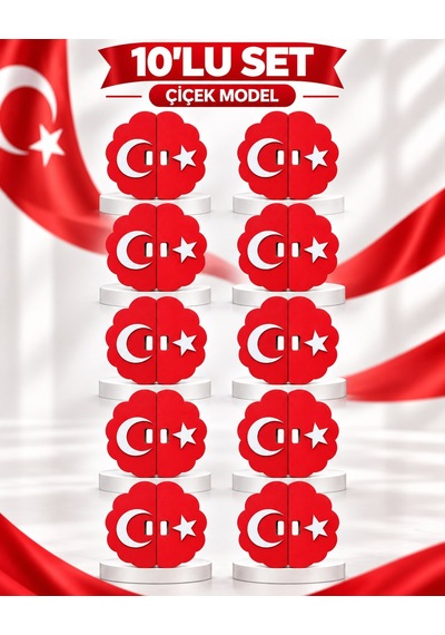 Ay Yıldız Gösteri Panosu Çiçek Model - 10'lu Set