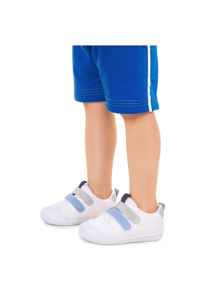 Kiko Kids Textile Cırtlı Erkek Bebek Spor Ayakkabı Beyaz - Mavi