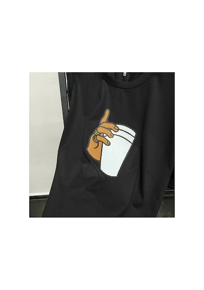 Tarzsokak Unisex Paper Cup Baskılı Siyah T-shirt Ve Siyah Şort Sporcu Kombin