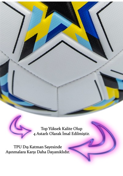 Alastor Şampiyonlar Ligi Pompalı Sert Zemin Futbol Topu Mavi - Sarı