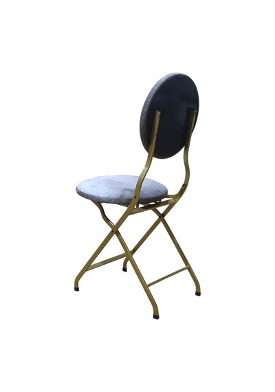 Katlanabilir Gri Kumaş Gold Metal Sandalye Altın