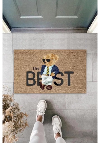 Dijital The Best Ayıcık Bej Kapı Paspası Dış Mekan Paspas K-3180 Renkli