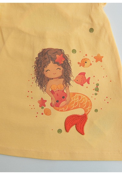 KitiKate Organik Little Marmaid Elbise Sarı Sari
