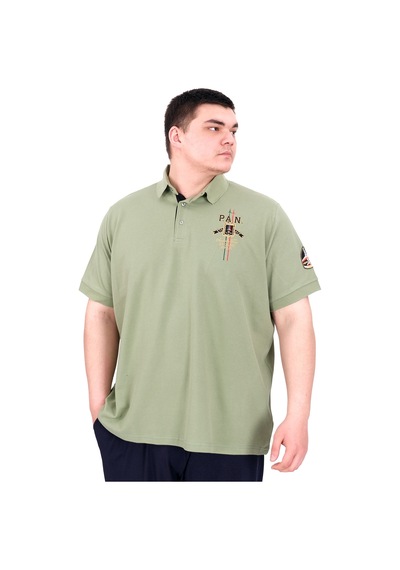 Mode Xl Büyük Beden Erkek Polo Yaka T-shirt Nakışlı U25307 Çağla Çağla Yeşili