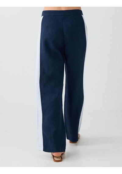 Jimmy Key Lacivert %100 Keten Şerit Detaylı Pantolon 6sw187265494