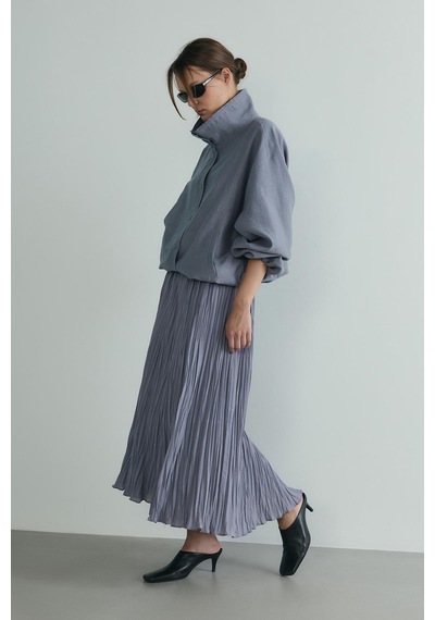 Suud Collection Gri Donette Piliseli Etek