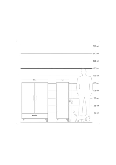 Hyperion Dolap 3 Raflı Tek Çekmeceli 2 Kapaklı 88x44x134 Çam-çam Çam