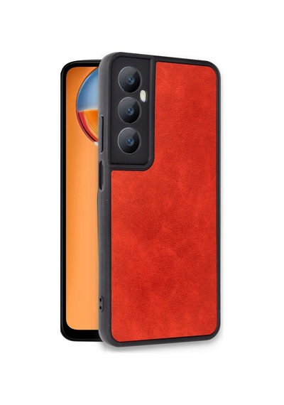 Realme C65 Uyumlu Kılıf Aras Deri Kapak - Kırmızı