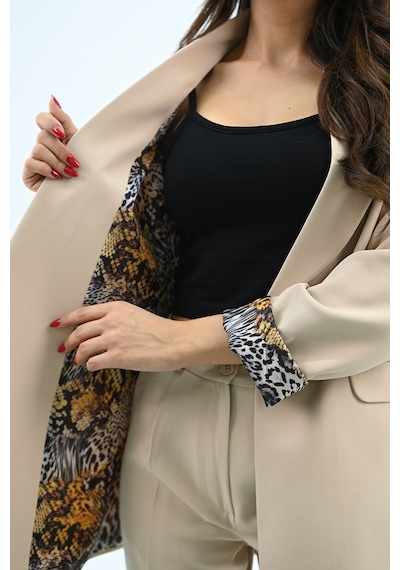 Kadın Leopar Astar Detaylı Ceket Takım 0115-25 001