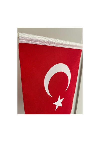20 Adet Sopalı Türk Bayrağı 20x30 Cm Bez Alpaka Kumaş 20 x 30 CM