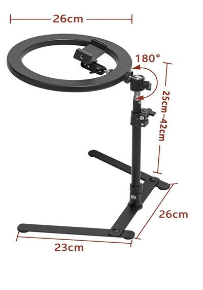 Masa Üstü 10 Inç Led Ring Light Tripodlu Telefon Tutucu 3 Işık Modu Usb Bluetooth Kumanda