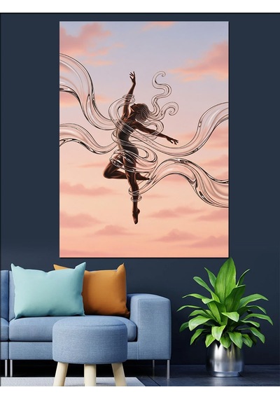 Ahşap Tablo Dans Eden Peri Silüeti