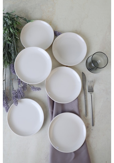 Keramika Beyaz Delta Pasta Tabağı 17 Cm 6 Adet 006 Beyaz