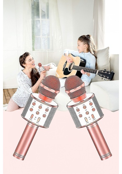 Thentech Kendinden Hoparlörlü Portatif Karaoke Mikrofonu Bluetooth Usb Kablo İle Çalışan Karaoke Mikrofon Turuncu