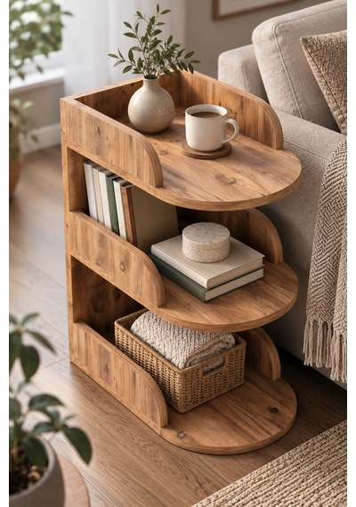 Sulorahome Yan Sehpa Kahverengi Suntalam 60x43 Cm Atlantik Çam