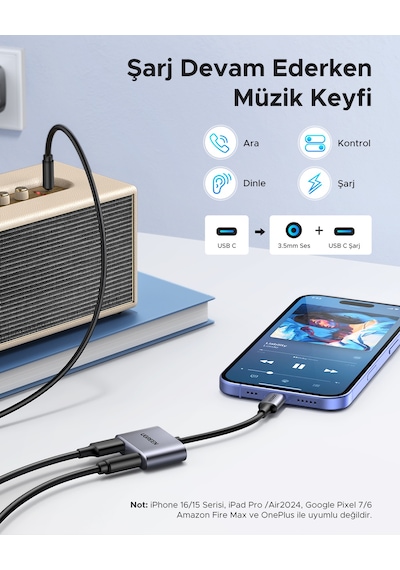 Ugreen Usb-c 3.5mm Kulaklık Jakı Ses Adaptörü Ve Şarj Cihazı Dac Tip C - Aux Kulaklık Ayırıcı, 60164 - Ugreen Usb-c 3.5mm Kulaklık Jakı Ses Adaptörü Ve Şarj Cihazı Dac Tip C - Aux Kulaklık Ayırıcı, 60164 -