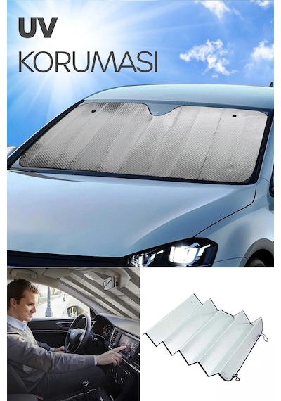 Araba Ön Cam Güneşlik 130x60 Alüminyum Katlanır Rulo Vantuzlu Oto Güneşlik